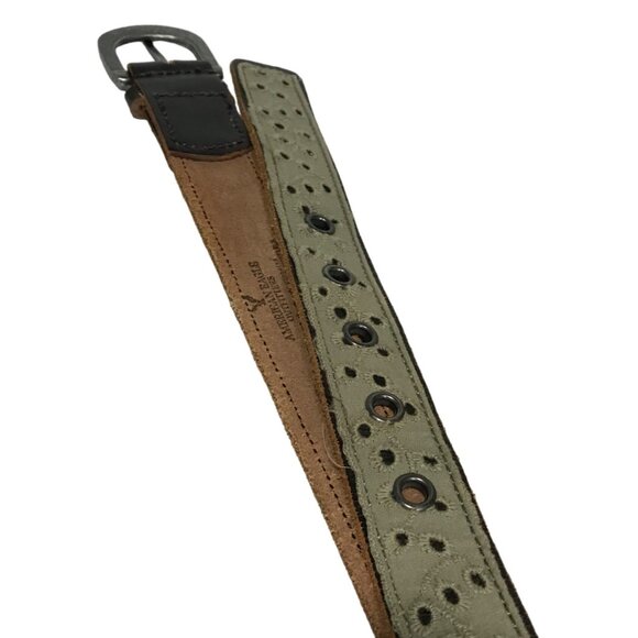 American Eagle Outfitters Green & Brown Leather Belt W/ Metal Buckle M - Picture 4 of 7